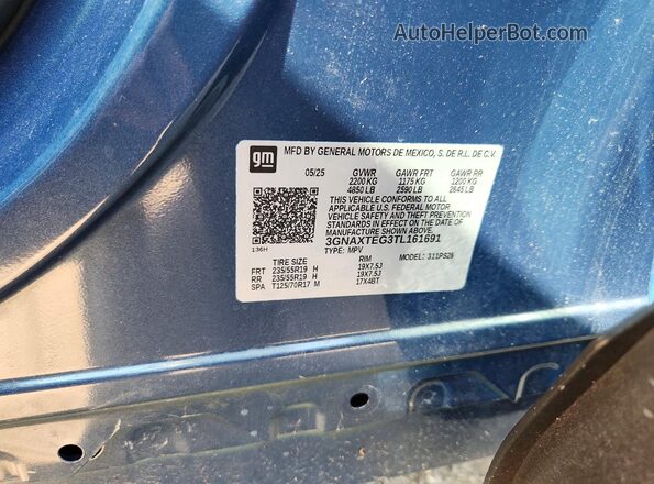 3GNAXTEG3TL161691 2026 CHEVROLET EQUINOX Blue Вид наклейки з VIN-кодом
