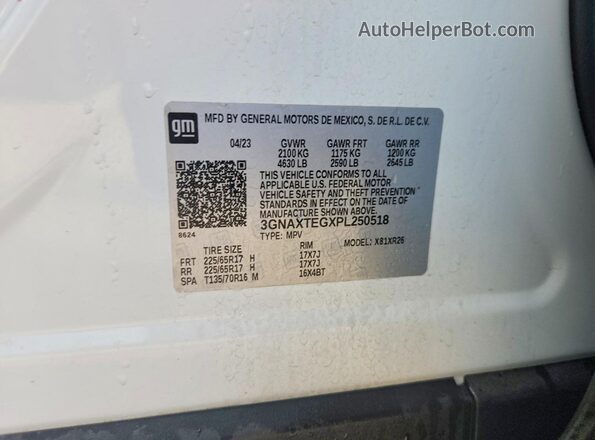 3GNAXTEGXPL250518 2023 CHEVROLET EQUINOX Белый Вид подкапотного пространства
