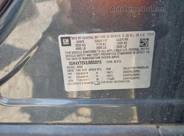 3GNAXTEX2JS553015 2018 CHEVROLET EQUINOX Charcoal Вид підкапотного простору