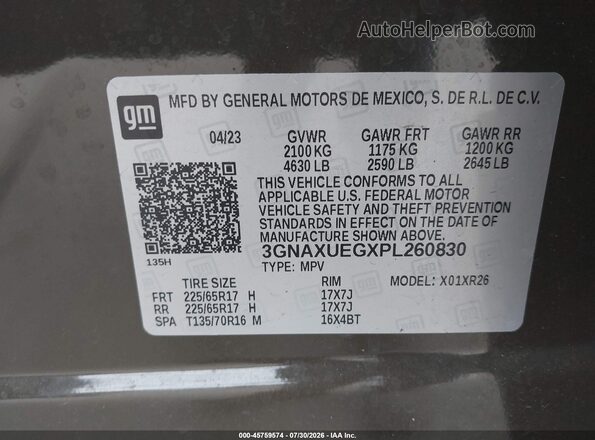3GNAXUEGXPL260830 2023 CHEVROLET EQUINOX Brown Vista del compartimento del motor