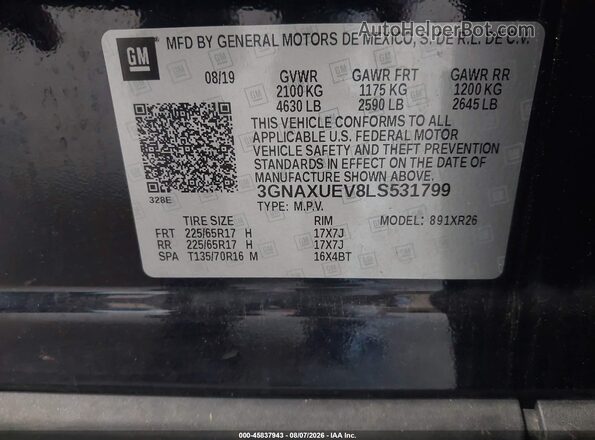 3GNAXUEV8LS531799 2020 CHEVROLET EQUINOX Black Вид підкапотного простору