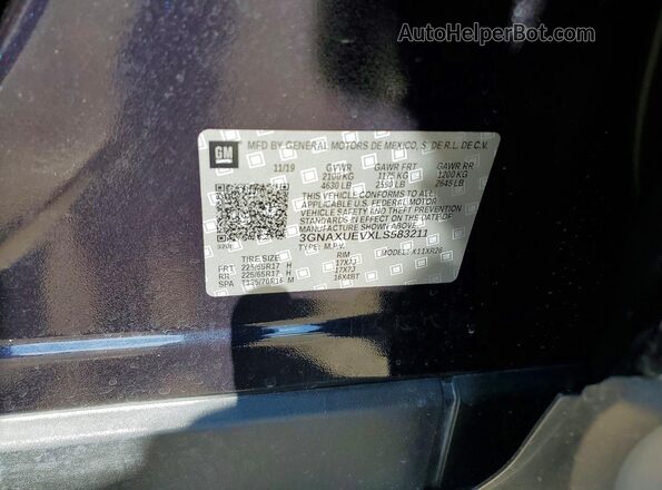 3GNAXUEVXLS583211 2020 CHEVROLET EQUINOX Blue Вид підкапотного простору
