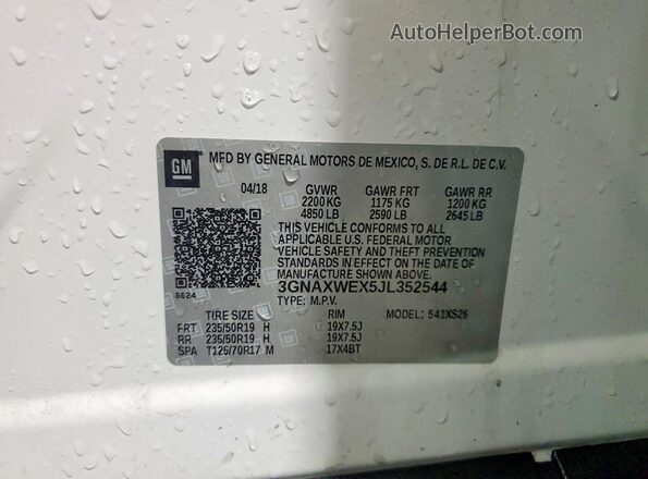 3GNAXWEX5JL352544 2018 CHEVROLET EQUINOX White Widok komory silnika