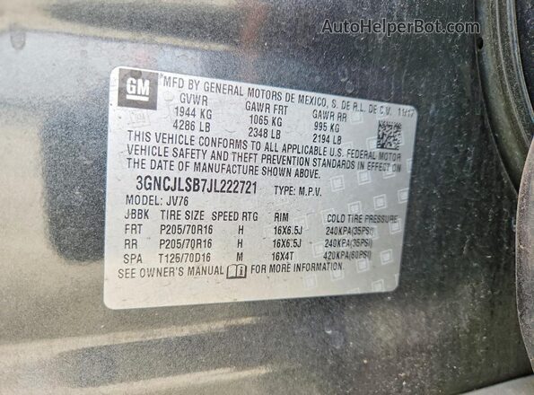 3GNCJLSB7JL222721 2018 CHEVROLET TRAX Black Սալոնի 360 աստիճան տեսք