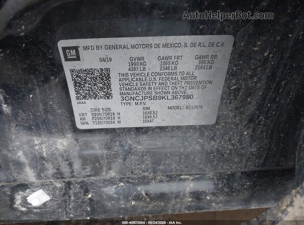 3GNCJPSB9KL367980 2019 CHEVROLET TRAX Black Widok komory silnika