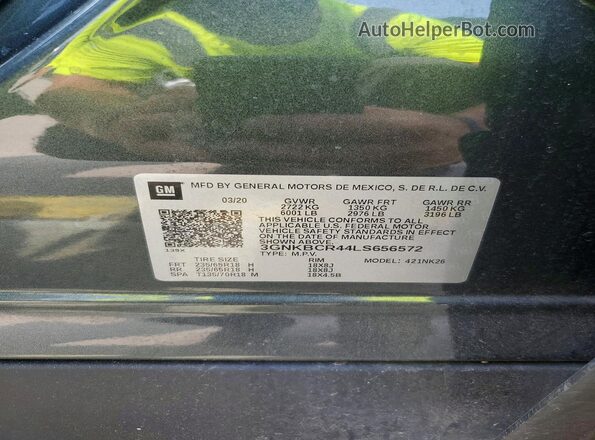 3GNKBCR44LS656572 2020 CHEVROLET BLAZER Gray VIN sticker view