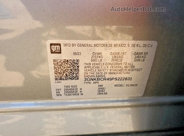 3GNKBCR45PS222831 2023 CHEVROLET BLAZER Silver Engine compartment view