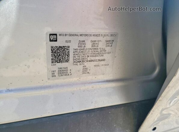 3GNKBCR48NS136460 2022 CHEVROLET BLAZER Silver Widok komory silnika