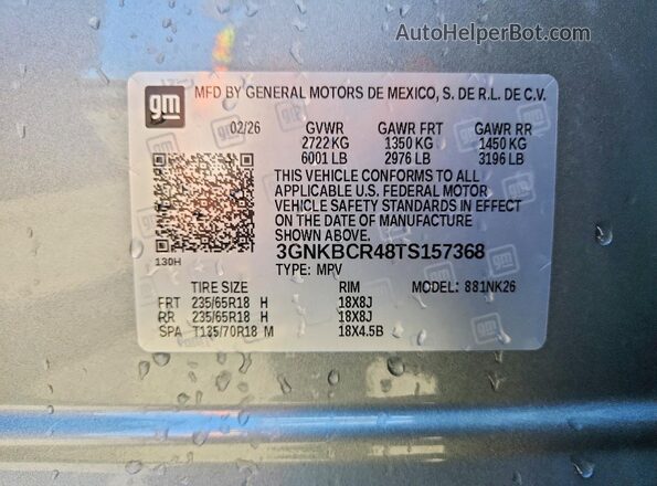 3GNKBCR48TS157368 2026 CHEVROLET BLAZER Gray Widok wnętrza 360 stopni
