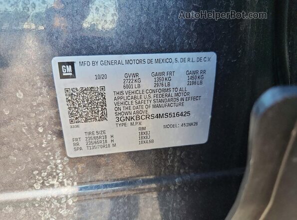 3GNKBCRS4MS516425 2021 CHEVROLET BLAZER Gray ძრავის განყოფილების ხედი