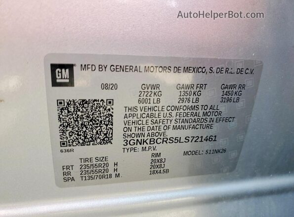 3GNKBCRS5LS721461 2020 CHEVROLET BLAZER Silver 360 interior view