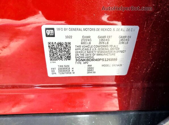3GNKBDR40PS126899 2023 CHEVROLET BLAZER Red Engine compartment view