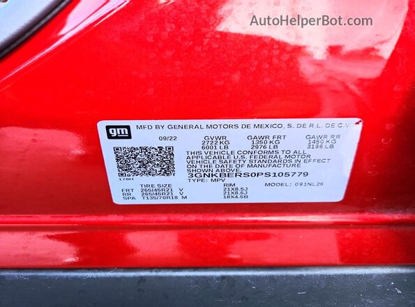 3GNKBERS0PS105779 2023 CHEVROLET BLAZER Red Widok wnętrza 360 stopni