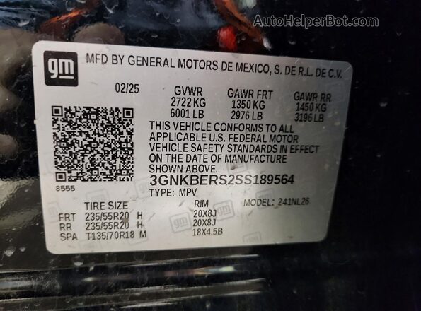3GNKBERS2SS189564 2025 CHEVROLET BLAZER Black 360 interior view
