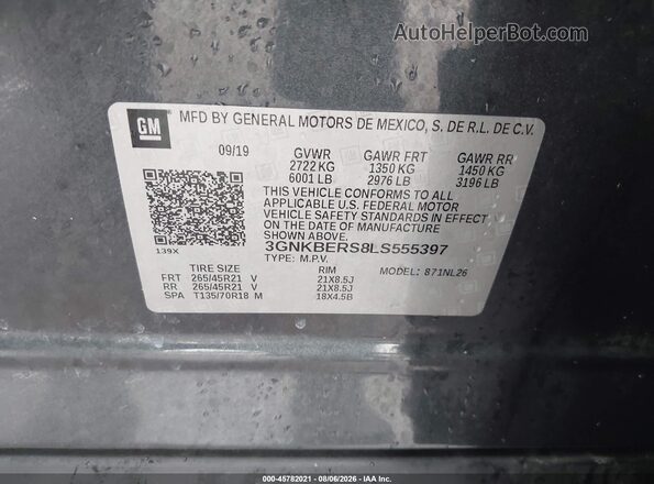 3GNKBERS8LS555397 2020 CHEVROLET BLAZER Gray Շարժիչի բաժամունքի տեսք