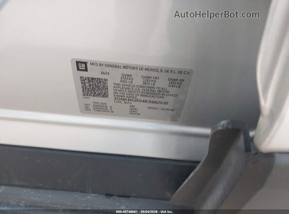3GNKBGRS4KS682030 2019 CHEVROLET BLAZER Silver Вид підкапотного простору