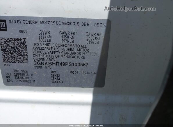 3GNKBHR49PS104567 2023 CHEVROLET BLAZER White ძრავის განყოფილების ხედი