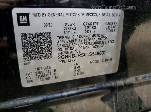 3GNKBJRS0LS549831 2020 CHEVROLET BLAZER Black Սալոնի 360 աստիճան տեսք