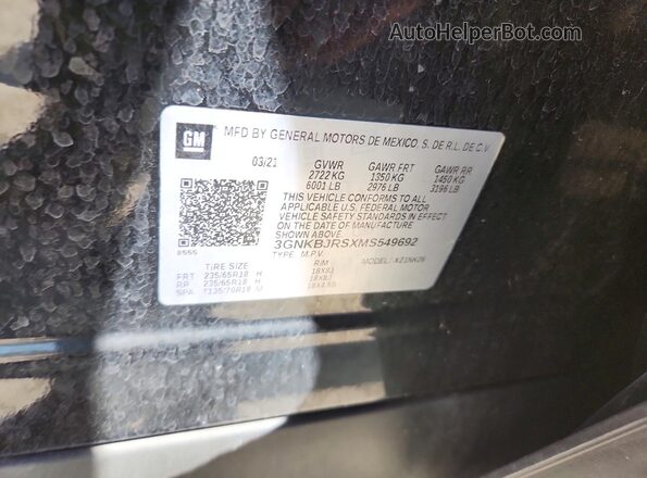 3GNKBJRSXMS549692 2021 CHEVROLET BLAZER Черный Вид подкапотного пространства