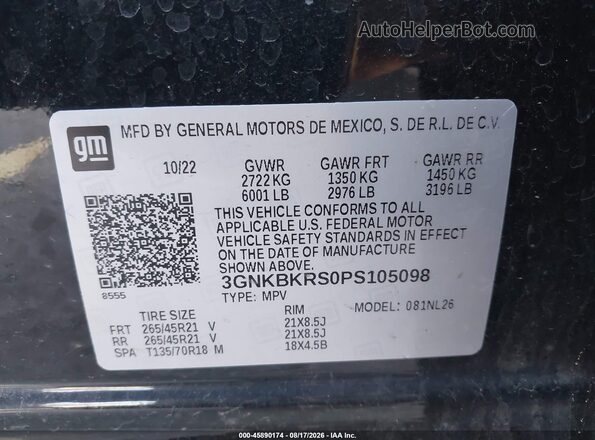 3GNKBKRS0PS105098 2023 CHEVROLET BLAZER Black Engine compartment view
