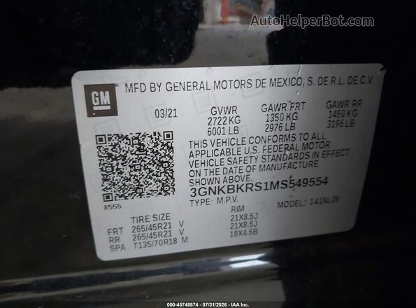 3GNKBKRS1MS549554 2021 CHEVROLET BLAZER Black Вид підкапотного простору