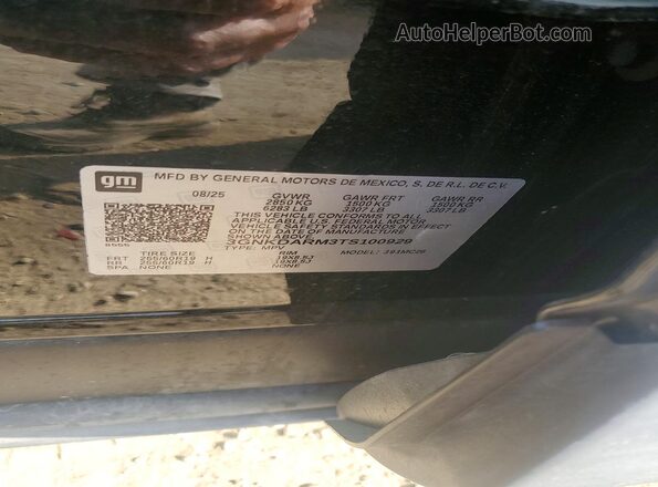 3GNKDARM3TS100929 2026 CHEVROLET BLAZER Black Vista de la etiqueta del VIN