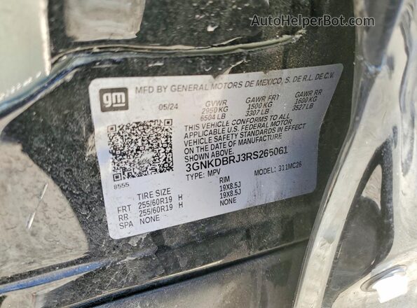 3GNKDBRJ3RS265061 2024 CHEVROLET BLAZER Black Vista de la etiqueta del VIN