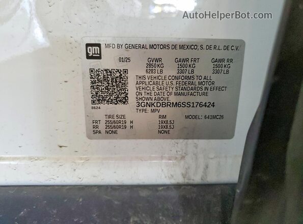3GNKDBRM6SS176424 2025 CHEVROLET BLAZER White Vista interior de 360 grados