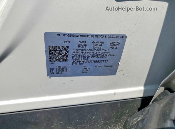 3GPKHVRJ7RS527757 2024 HONDA PROLOGUE White VIN კოდის სტიკერის ხედი