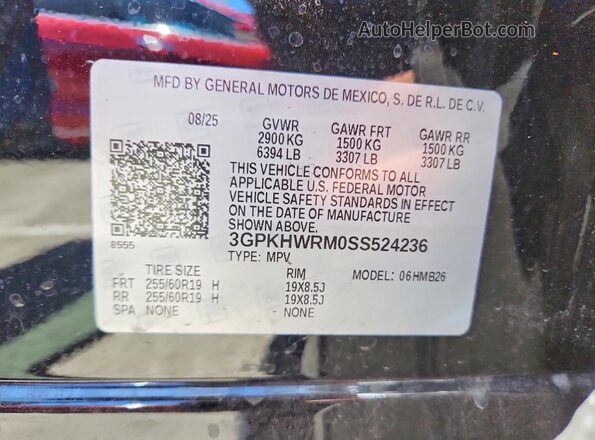 3GPKHWRM0SS524236 2025 HONDA PROLOGUE Black Vista interior de 360 grados