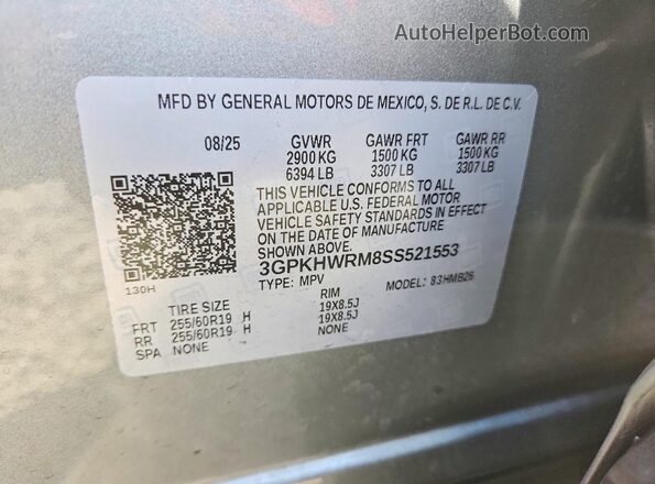 3GPKHWRM8SS521553 2025 HONDA PROLOGUE Gray Vista del compartimento del motor