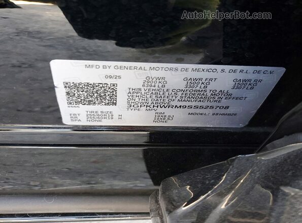 3GPKHWRM9SS525708 2025 HONDA PROLOGUE Black Вид підкапотного простору
