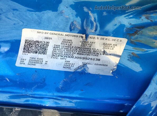 3GPKHXRJ0SS525138 2025 HONDA PROLOGUE Blue Вид підкапотного простору
