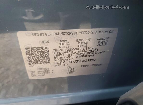 3GPKHXRJ3SS527787 2025 HONDA PROLOGUE Gray VIN კოდის სტიკერის ხედი