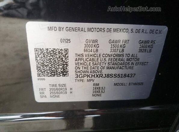 3GPKHXRJ8SS518437 2025 HONDA PROLOGUE Black Սալոնի 360 աստիճան տեսք