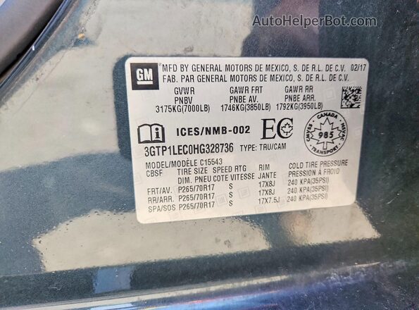 3GTP1LEC0HG328736 2017 GMC SIERRA Gray Vista del compartimento del motor