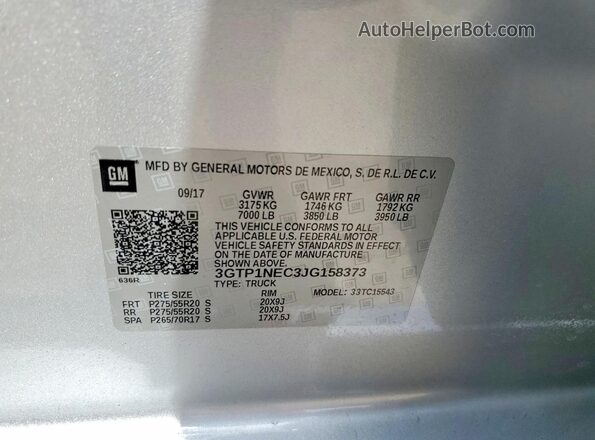 3GTP1NEC3JG158373 2018 GMC SIERRA Серебряный Вид подкапотного пространства