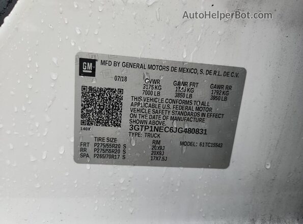 3GTP1NEC6JG480831 2018 GMC SIERRA White ძრავის განყოფილების ხედი