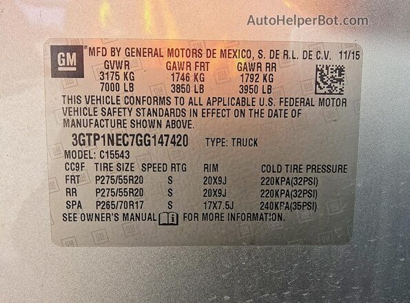 3GTP1NEC7GG147420 2016 GMC SIERRA Серебряный Вид подкапотного пространства