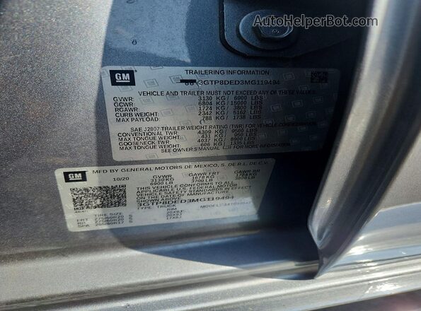3GTP8DED3MG119494 2021 GMC SIERRA Silver ძრავის განყოფილების ხედი
