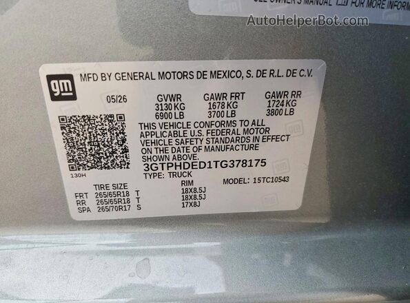 3GTPHDED1TG378175 2026 GMC SIERRA Silver Vista del compartimento del motor