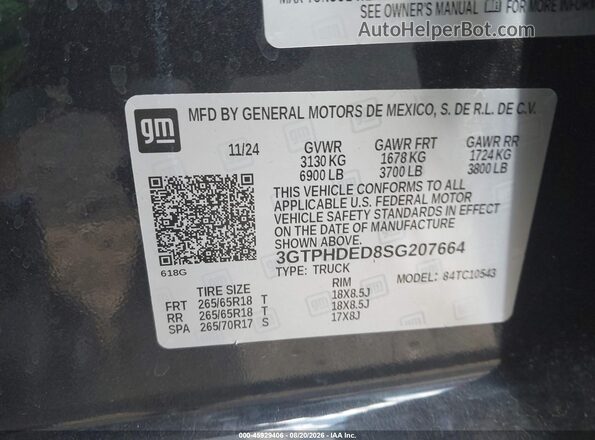 3GTPHDED8SG207664 2025 GMC SIERRA Black Widok komory silnika