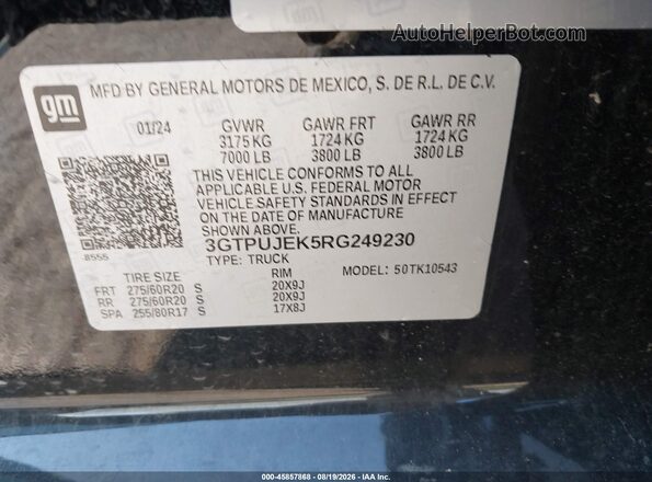 3GTPUJEK5RG249230 2024 GMC SIERRA Черный Вид подкапотного пространства