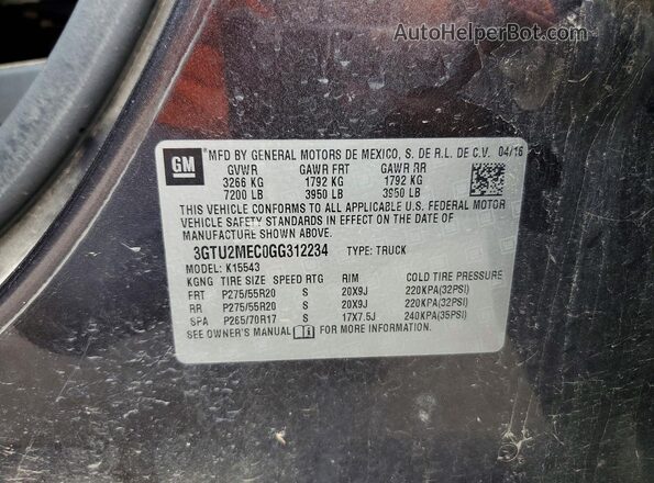 3GTU2MEC0GG312234 2016 GMC SIERRA Черный Вид подкапотного пространства