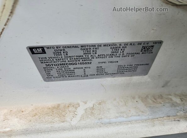 3GTU2MEC8GG165032 2016 GMC SIERRA White Engine compartment view