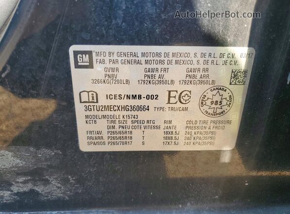 3GTU2MECXHG360664 2017 GMC SIERRA Black Engine compartment view