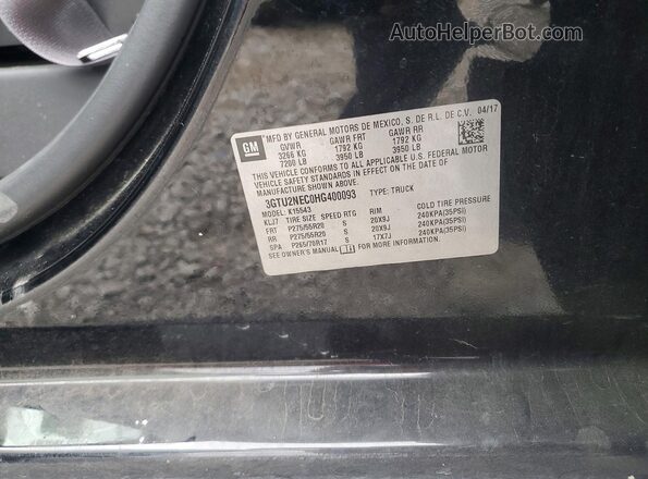 3GTU2NEC0HG400093 2017 GMC SIERRA Black Vista del compartimento del motor