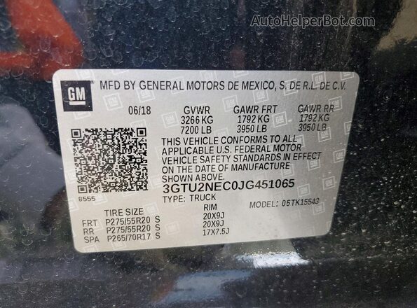 3GTU2NEC0JG451065 2018 GMC SIERRA Black Engine compartment view