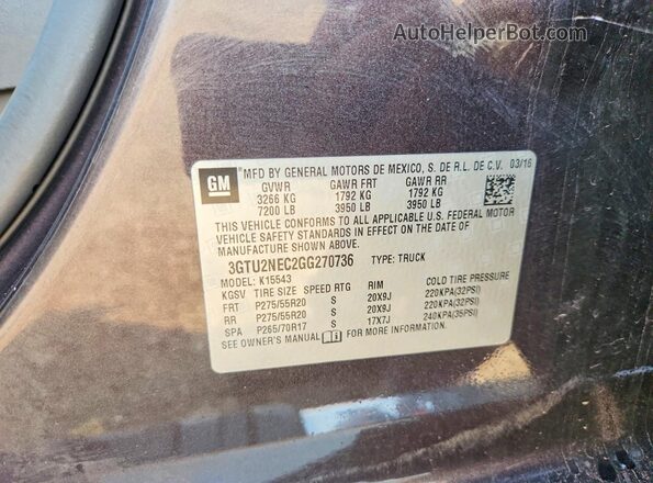 3GTU2NEC2GG270736 2016 GMC SIERRA Серый Вид подкапотного пространства