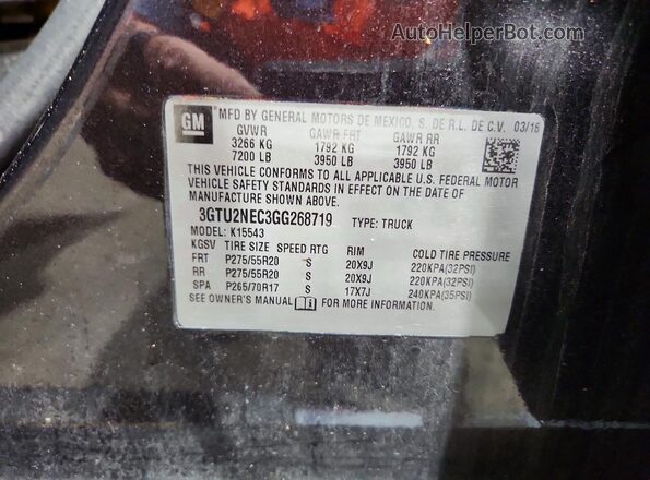 3GTU2NEC3GG268719 2016 GMC SIERRA Black Вид підкапотного простору
